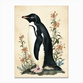Adlie Penguin Santiago Island Vintage Botanical Painting 1 Canvas Print