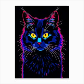 Neon Light Cat Head Canvas Print