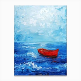 Red Boat In The Sea 8 Canvas Print