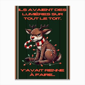 Renne lumières de Noël vert Canvas Print