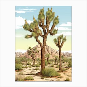  Detailed Drawing Of A Joshua Trees At Dawn In Desert 2 Canvas Print