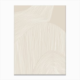 Beige White Line Art Canvas Print