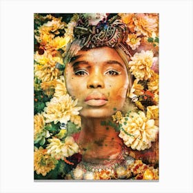 African Woman With Flowers 2 Canvas Print