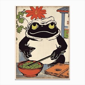 Frog Eating Ramen,  Matsumoto Hoji Inspired Japanese 4 Canvas Print