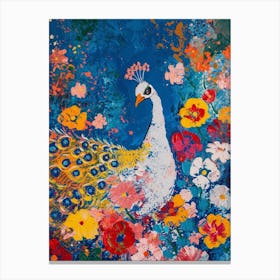 White Peacock Painting 2 Canvas Print