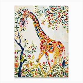 Giraffe Eating Berries Watercolour Inspired 1 Canvas Print