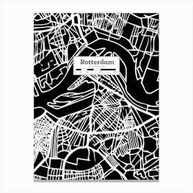 Rotterdam (Holland) City Map — Hand-drawn map, vector black map Canvas Print