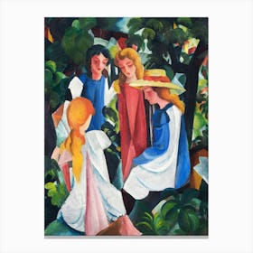August Macke S Four Girls (1912–1914) Famous Painting, Original From Wikimedia Commons Canvas Print