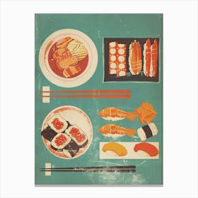 Japanese Sushi Platter Mid Century Modern 2 Canvas Print