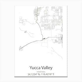 Yucca Valley,United States Minimalist Map Toile