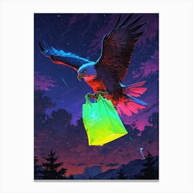 Eagle With Shopping Bag Canvas Print