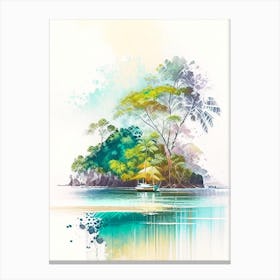 Palawan Island Malaysia Watercolour Pastel Tropical Destination Canvas Print