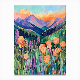 Mountains and Meadow Wildflowers Canvas Print