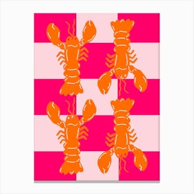 Lobster Tile Orange On Pink Canvas Print
