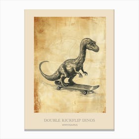 Apatosaurus Vintage Dinosaur Poster 2 Canvas Print