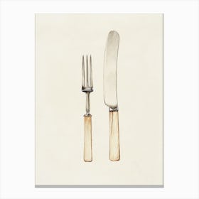 Vintage Fork And Knife Canvas Print