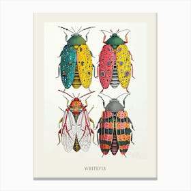 Colourful Insect Illustration Whitefly 4 Poster Canvas Print
