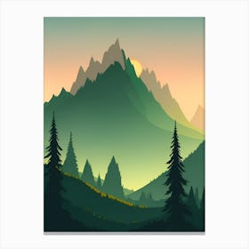 Misty Mountains Vertical Background In Green Tone 33 Canvas Print