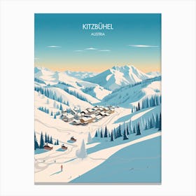 Poster Of Kitzbuhel   Austria, Ski Resort Illustration 1 Canvas Print