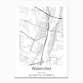 Watervliet,United States Minimalist Map Canvas Print