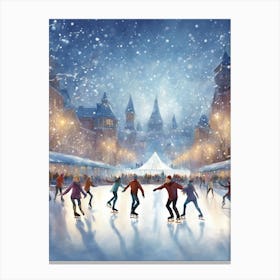 Christmas Ice Skating Canvas Print