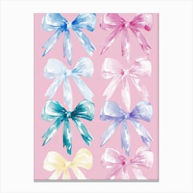 Pastel Bows 2 Pattern Canvas Print