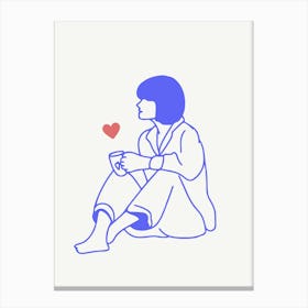 Woman With A Cup Of Coffee Illustration Canvas Print