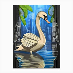 Swan between houses Canvas Print