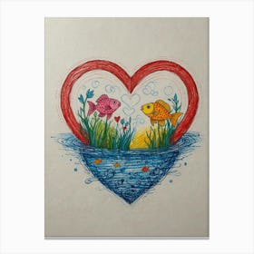 Fish In A Heart Canvas Print