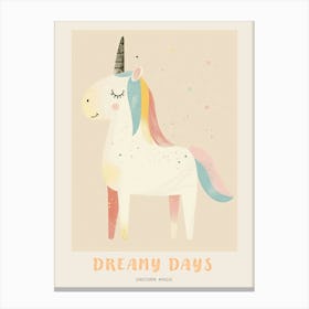 Pastel Storybook Style Unicorn 2 Poster Canvas Print