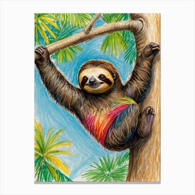 Sloth Hanging In A Tree Canvas Print