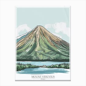 Mount Vesuvius Italy Color Line Drawing 2 Poster Canvas Print