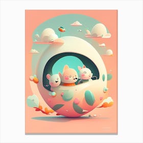 Acceleration Kawaii Kids Space Canvas Print