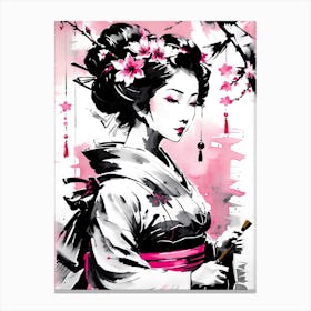 Traditional Japanese Art Style Geisha Girl 13 Canvas Print