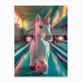 Toy Unicorn In A Bowling Alley 1 Canvas Print