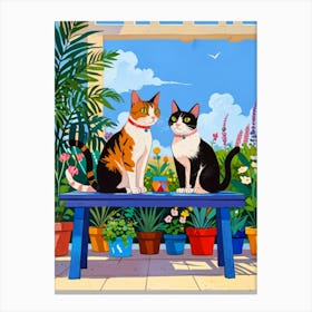 Cats In The Garden 1 Canvas Print