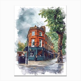 Lewisham London Borough   Street Watercolour 1 Canvas Print