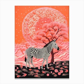Zebra Under The Baobab Tree 1 Canvas Print