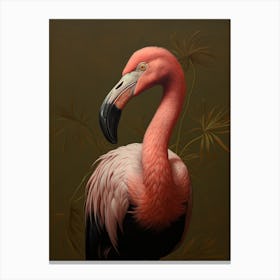 Dark And Moody Botanical Flamingo 2 Canvas Print
