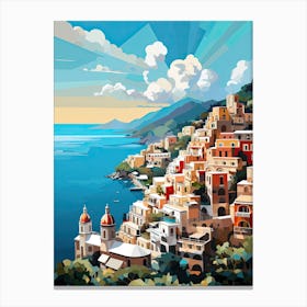 Amalfi Coast, Italy, Geometric Illustration 1 Canvas Print