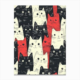 Perfectly Repeatable Artwork With Cute Cat Faces 62 Canvas Print