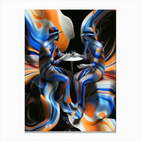 Abstract, two people having a drink, "Warp Stop Off" Canvas Print