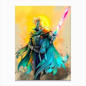 Knight with Sword Painting Canvas Print