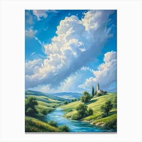 Cumulus Clouds Billowing Gentle Giants Against A Backdrop Of Vivid Azure Sky Tower Over A Varied (6) 1 Canvas Print