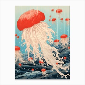Lions Mane Jellyfish Traditional Japanese Illustration 4 Canvas Print