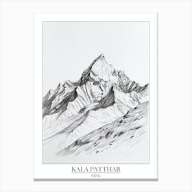 Kala Patthar Nepal Line Drawing 2 Poster Canvas Print