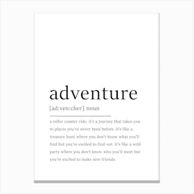 Adventure Definition Poster - Dictionary Canvas Print