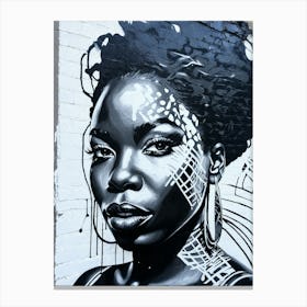 Graffiti Mural Of Beautiful Black Woman 15 Canvas Print