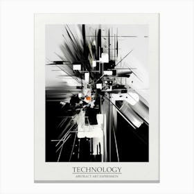 Technology Abstract Black And White 8 Poster Canvas Print