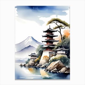 Japanese Landscape Watercolor Painting (71) Canvas Print